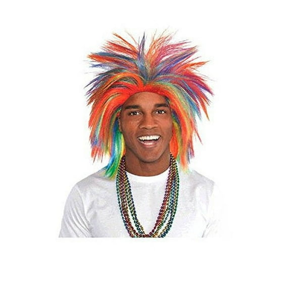 Amscan Ready Team Spirit Crazy Multi-color Birthday Polyester Costume Wig, for Child