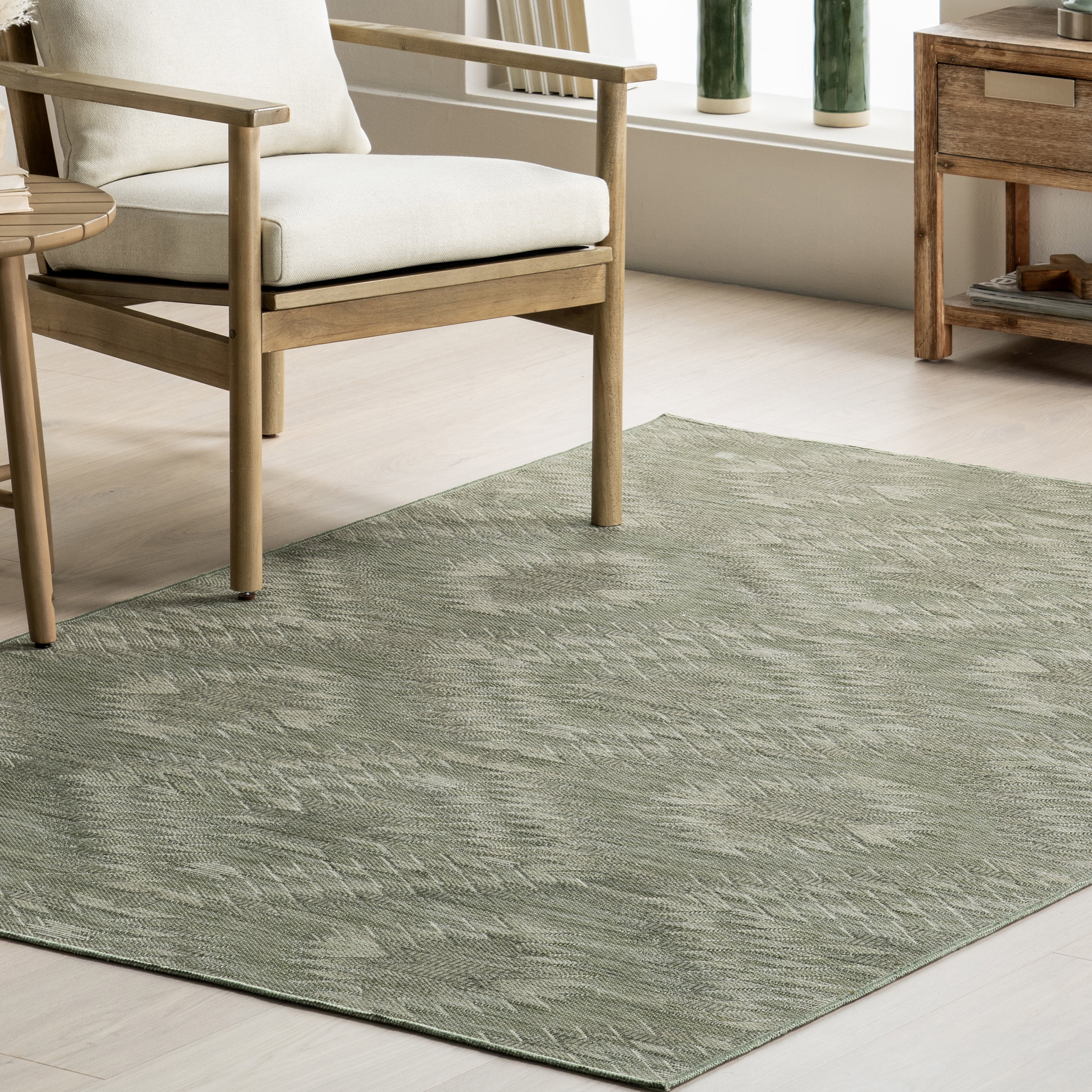 nuLOOM Alma Mid-Century Modern Machine Washable Area Rug, 7' x 9', Sage Green