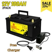 LiFePO4 Battery 24V 100AH, 15000 Deep Cycles LiFePO4 Solar Lithium Battery 100A BMS, SCREMOWER Golf Cart Battery for Solar RV Backup Power Camper Marine Batteries