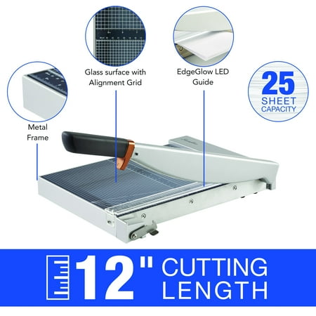 UPC: 0074711701051 | Swingline ClassicCut 1225G Guillotine Trimmer with EdgeGlow Glass 12 25 Sheets –
