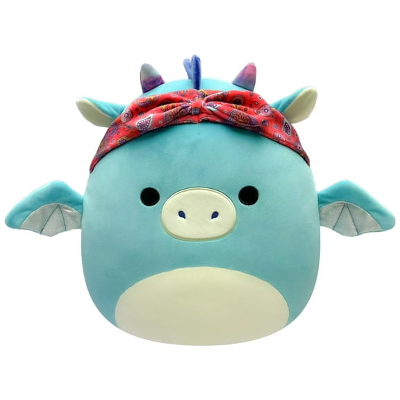 Squishmallows Original 14 inch Tatiana the Teal Dragon with Red Bandana - Child's Ultra Soft Plush Toy