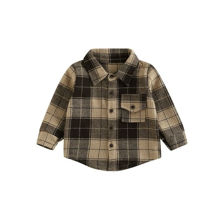 

Bagilaanoe Toddler Baby Boys Girls Shirt Jacket Plaid Long Sleeve Single-Breasted Shacket Coat with Pockets 6M 12M 18M 24M 3T 4T Kids Fall Casual Outwear