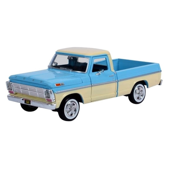 1969 F-100 Pickup Truck Light Blue and Cream Timeless Legends Series 1/24 Model Car by Motormax 79315LTBL
