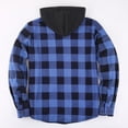 thumbnail image 3 of TANSILING Men's Hooded Flannel Shirt Jacket Fleece Lined Plaid Warm Casual Coat, 3 of 5