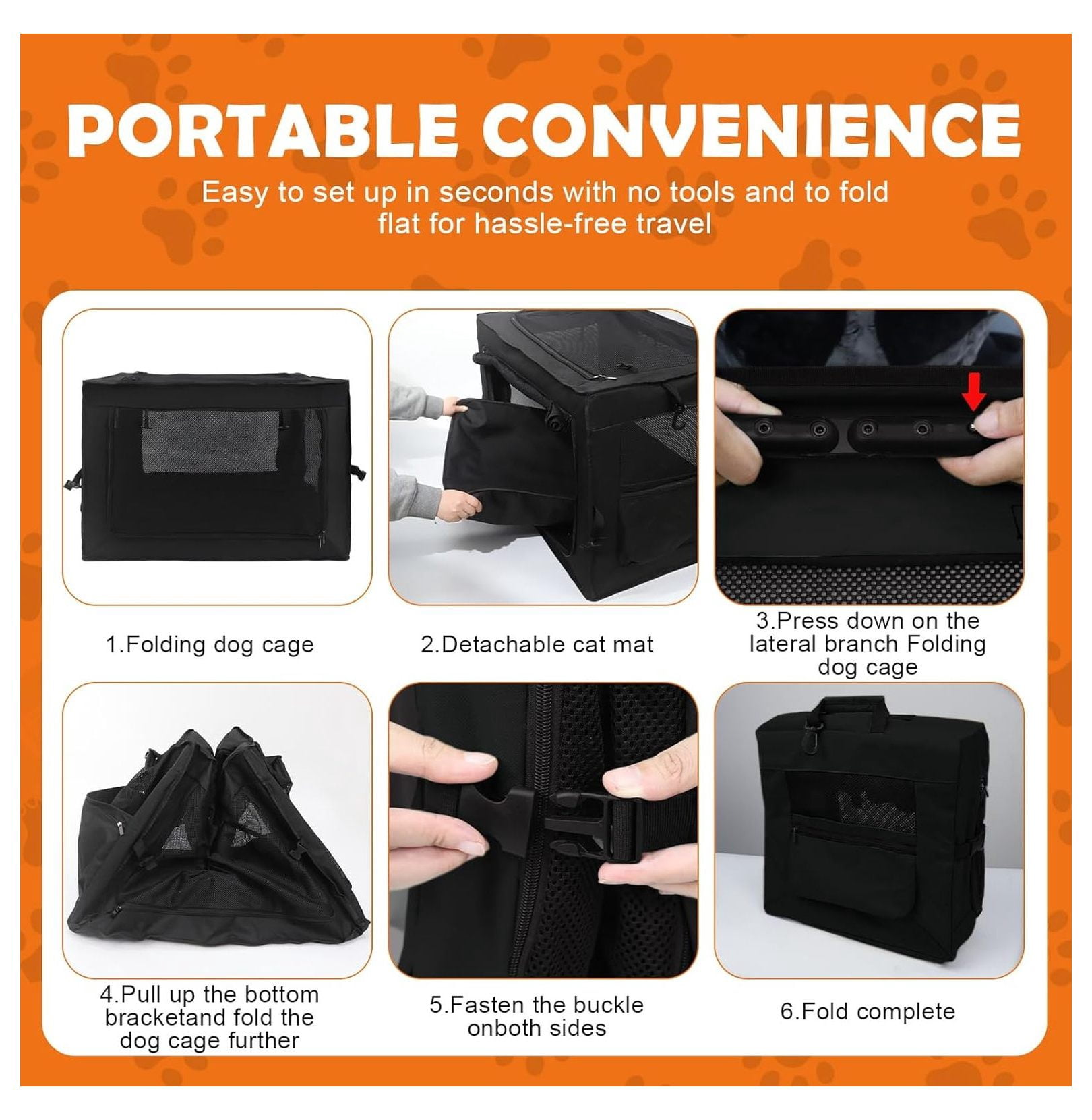 Dog Crates for Medium & Large Dogs, 30 Inch Portable Travel Dog Crate with Chew Proof Mesh, Soft Collapsible Dog Crate with Absorbent Dog Pad, Car Dog Kennel Indoor & Outdoor 4-Door