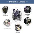 thumbnail image 5 of Large Clear PVC Backpack Heavy Duty See Through Backpack for Adults Work Travel, Dark Violet Garden Printed 12L, 5 of 8