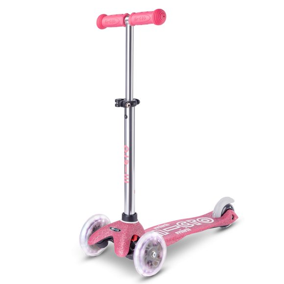 Patinete Micro Mini Deluxe con purpurina LED ajustable rosa