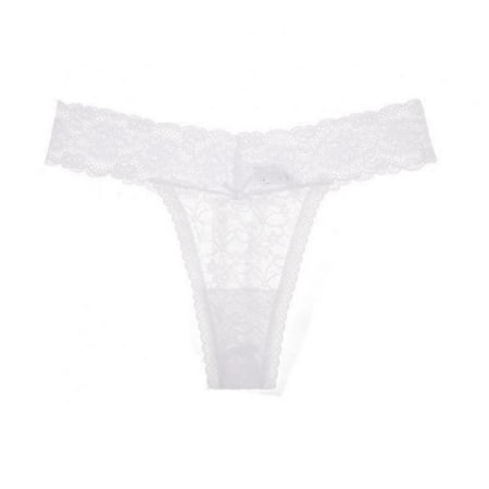 

Baywell Lace Thongs for Women V Cheeky Underwear See Through Panties T-back Tangas Low Rise Hipster Underwear White S-2XL