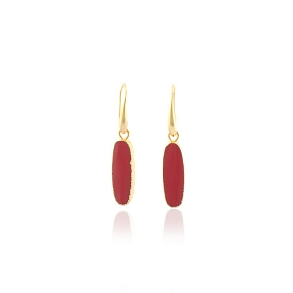 Red Onyx Gemstone Gold-plated Ear-Wire Earring For Women's, Red Gemstone Earring Gift
