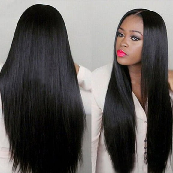 Long Brazilian Hair Straight Wig For Women Natural Black Full
