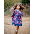 thumbnail image 4 of Millie Loves Lily Navy Floral Dress with Decorative Buttons and Contrast Banding, Big Girl, Size 8, 4 of 4