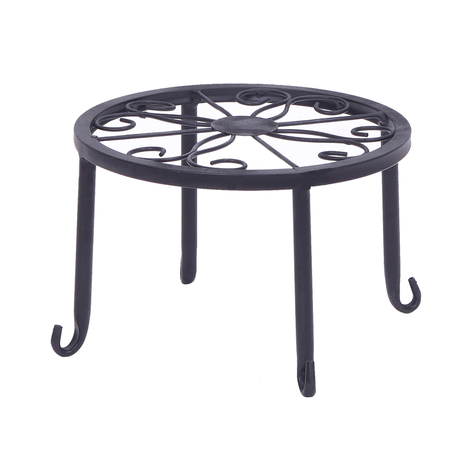 4 Plant Shelves with 4-1 Round Pattern in Black Baking Paint