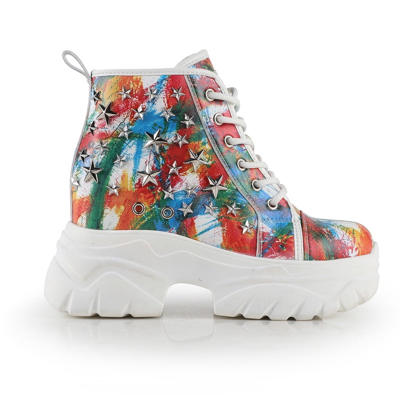 Women’s Colorful Paintbrush Star Wedge Sneakers