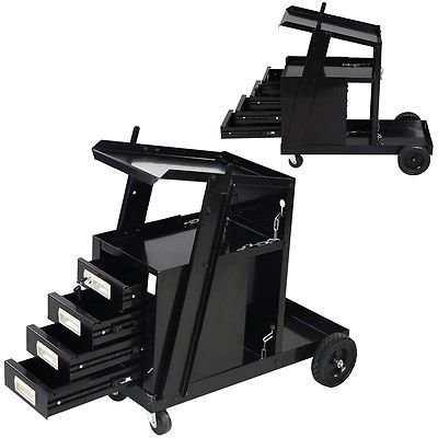 4 Drawer Cabinet Welder Welding Cart Plasma Cutter MIG TIG ARC Tank Storage