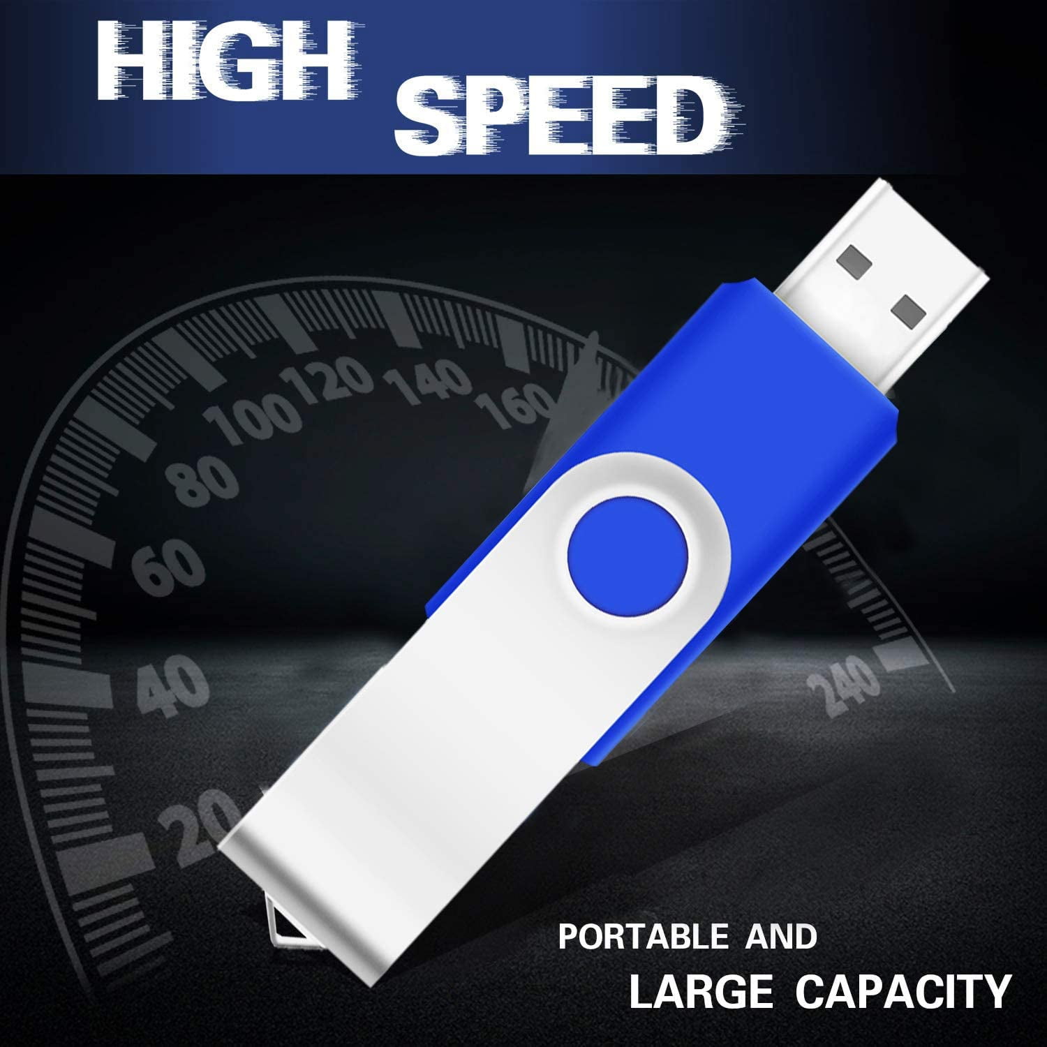Flash Drive USB 2.0 Metal Rotating U Disk (50PACK*512MB Blue)