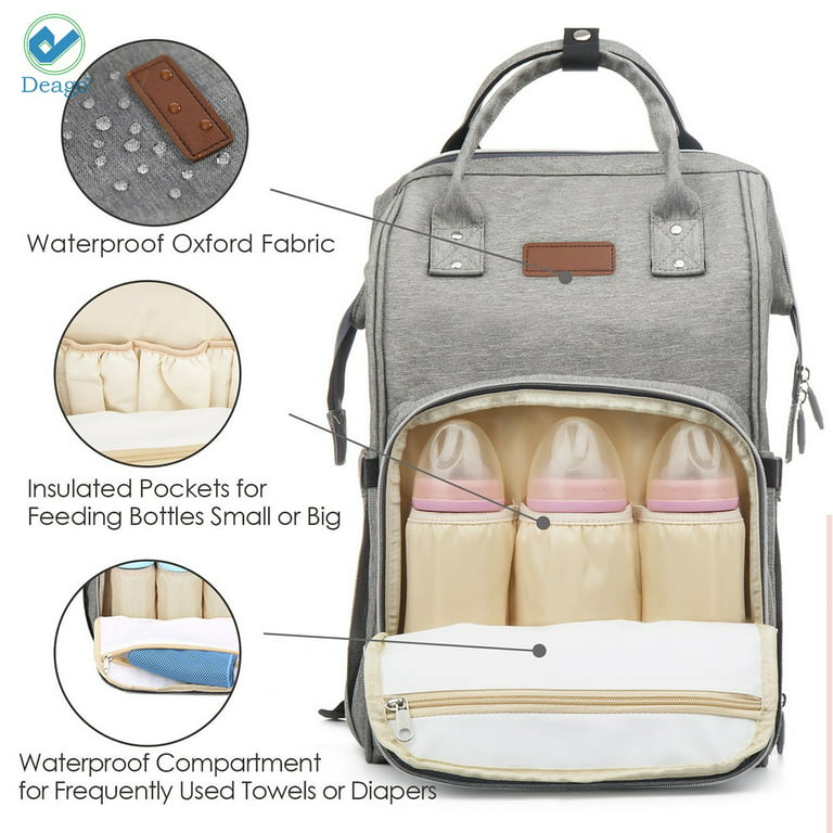 🐘Boo&Bub🐘 Multi-function Waterproof Outdoor Travel Diaper Bag, Baby Care  Nappy Backpack Wallet Mummy Large Capacity Beige Red