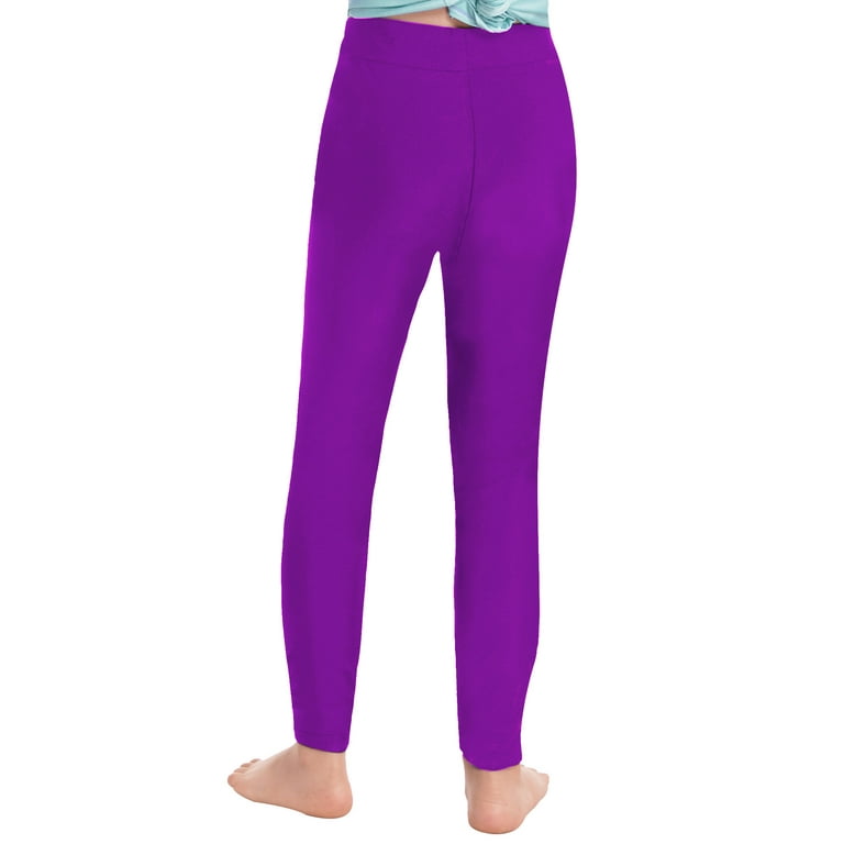 Aislor Kids Girls Classic Athletic Leggings Yoga Pants Workout Fitness  Sports Jeggings Size 6-16 Purple 8 