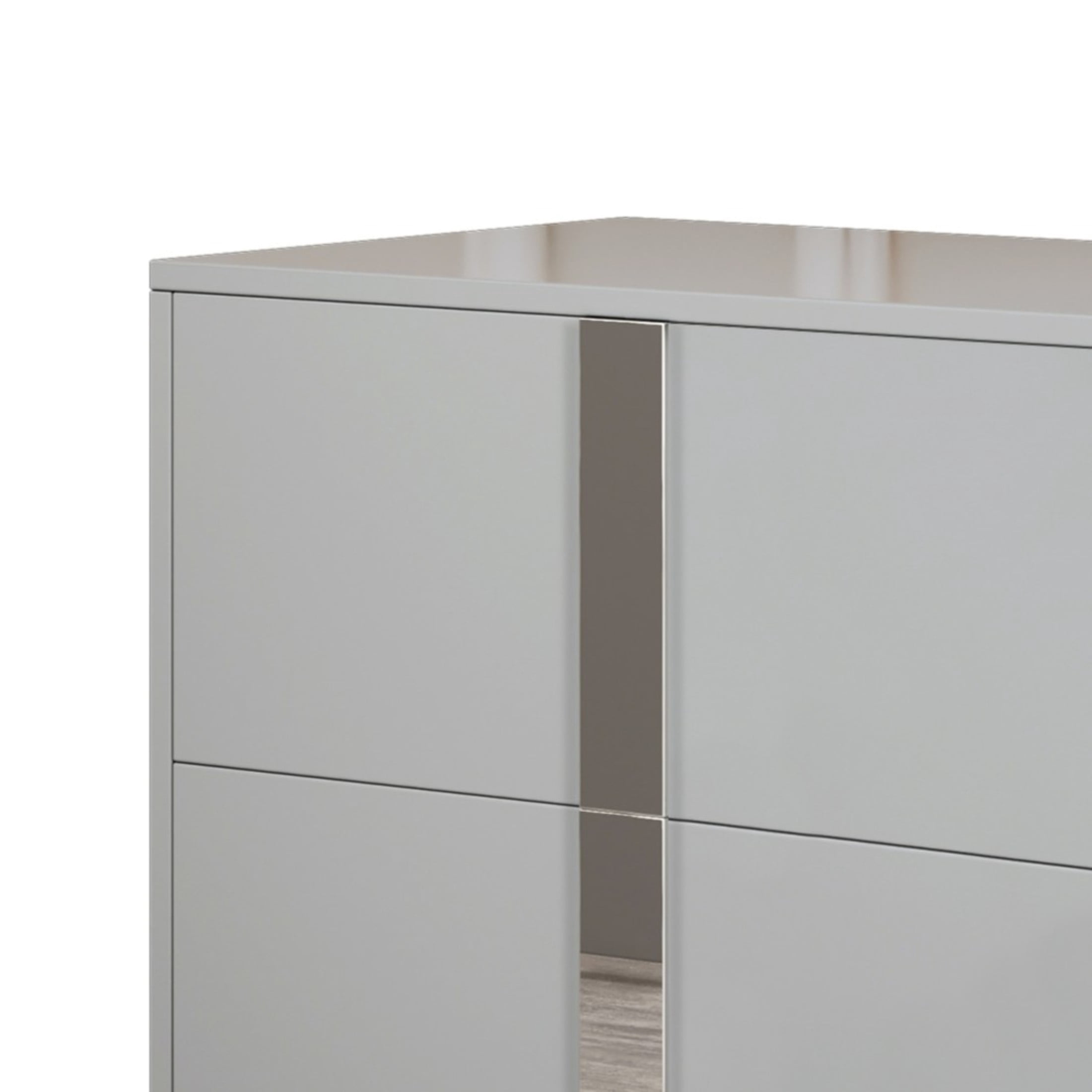 Noble House Modern Mirrored Nightstand with 2 Drawers and Metal Legs, Gray Finish