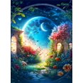 thumbnail image 1 of New 5D DIY Diamond Painting Moon House Tree Flower Fantasy Landscape Mosaic Diamond Embroidery Cross Stitch Full H73round 55x70cm Gao Jinjia LED, 1 of 2