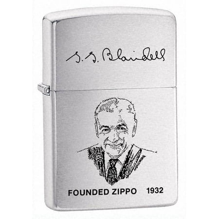 Zippo Pewter Emblem Black Crackle - Brushed Chrome, Zippo Founder - ZI200FL