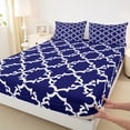 thumbnail image 3 of Manfei Retro Geometric Print Twin Sheet Sets,Rustic Western Twin Fitted Sheet,Blue White Flat Sheet For Girls Kids,Luxury Bedroom Decor,3 Pieces, 3 of 7