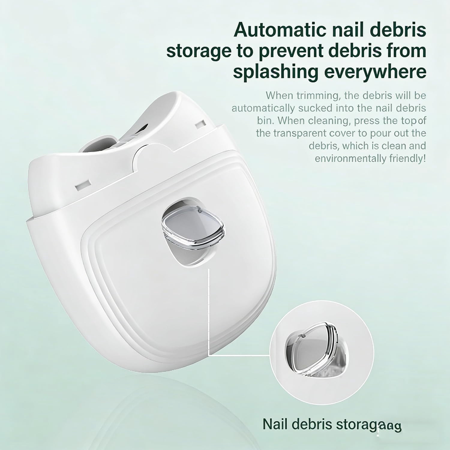 Nolaras Nail Trimmer, Electric Automatic Nail Trimmer with Light and Nail Scraps Storag, 360° Silent Auto Fingernail Cutter and Polishing Trimmer Baby Nail Trimmer Electric
