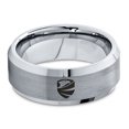 thumbnail image 2 of Tungsten Hawk Bald Eagle Wings Crest Band Ring 8mm Men Women Comfort Fit Gray Step Bevel Edge Brushed Polished, 2 of 4