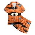 thumbnail image 4 of Leey-World Toddler Girl Pajamas Girls Satin Pajamas Summer Short Sleeve Button Down Silky Nighty PJS 2PCS Sleepwear Set Size 2-13Years, 4 of 6