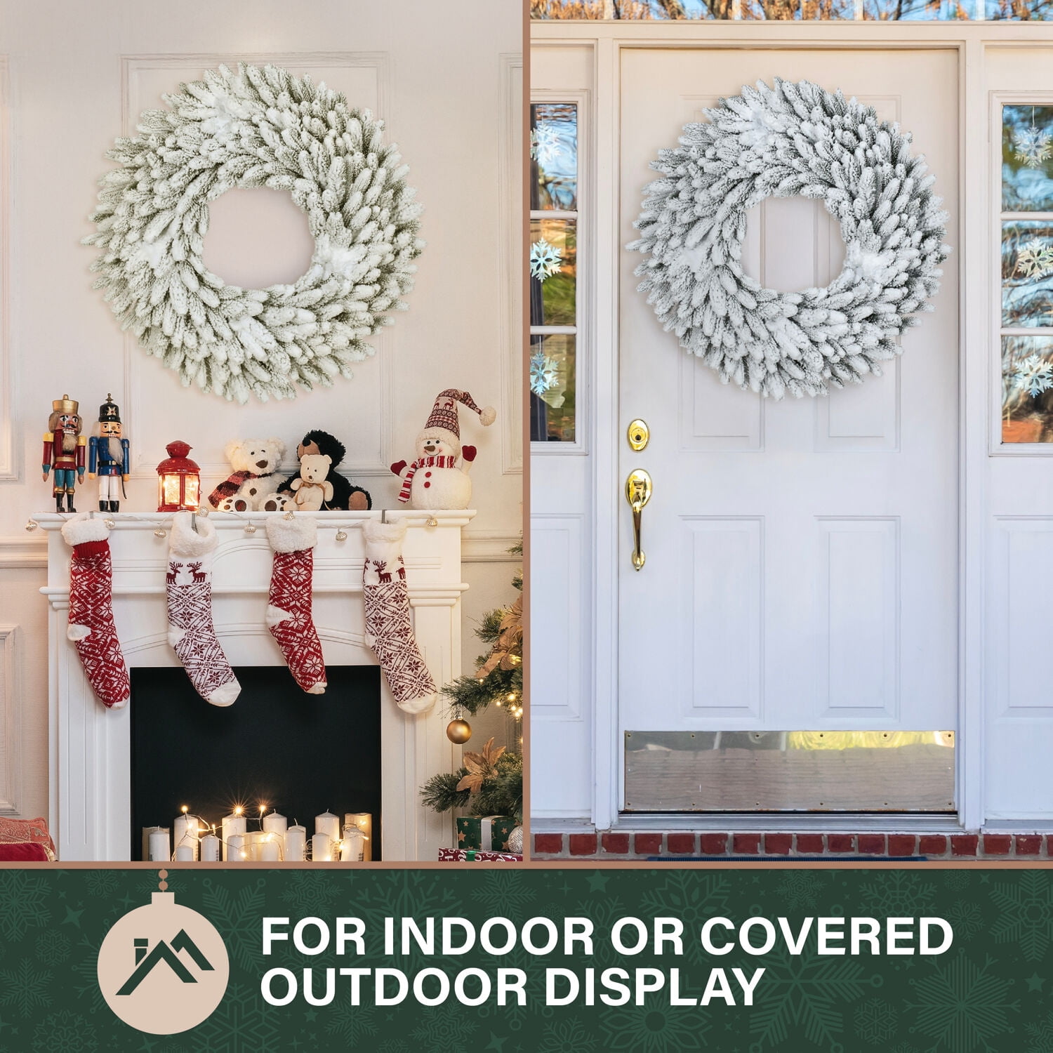 Fraser Hill Farm 36 in Icy Frost Snow Flocked Wreath, FFIF036WR-0SN