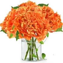 Nvzi 3 Pcs 21in Artificial Hydrangea Flower Large Natural Lifelike Real Touch Hydrangea Flower(Orange)