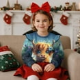 thumbnail image 2 of Uorisanigo Toddler Girl Crewneck Sweatshirt Kids Ruffled Shoulder Long Sleeve Cute Baby Highland Cow Sweater for Kids Fall Fashion Pullover Tops Size 1-2, 2 of 7