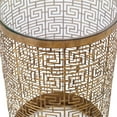 thumbnail image 3 of Bowery Hill Modern 14" Round Glass Top Accent End Table in Gold, 3 of 3