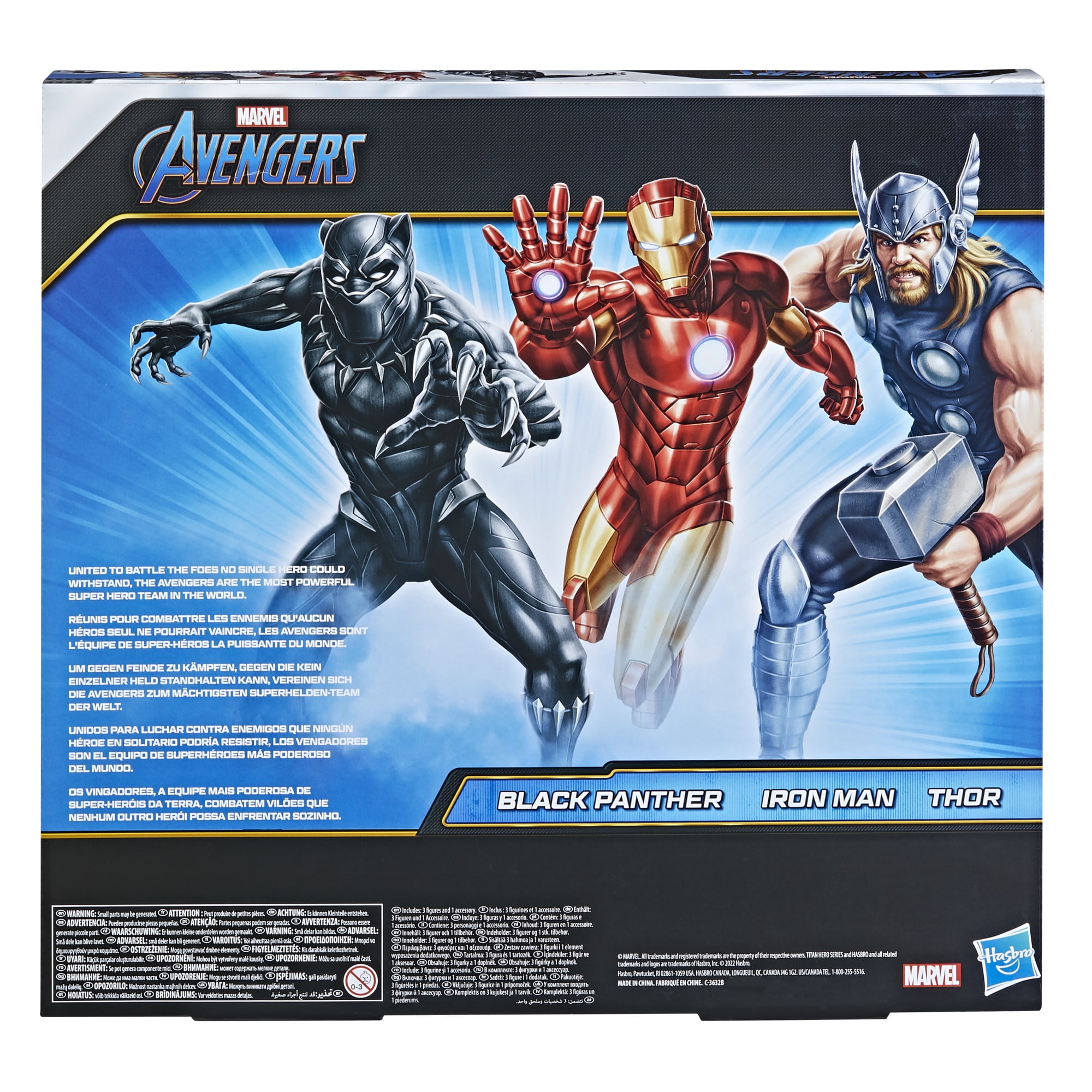 Marvel Avengers Titan Hero Series Black Panther Thor Iron Man 3-Pack Action  Figures
