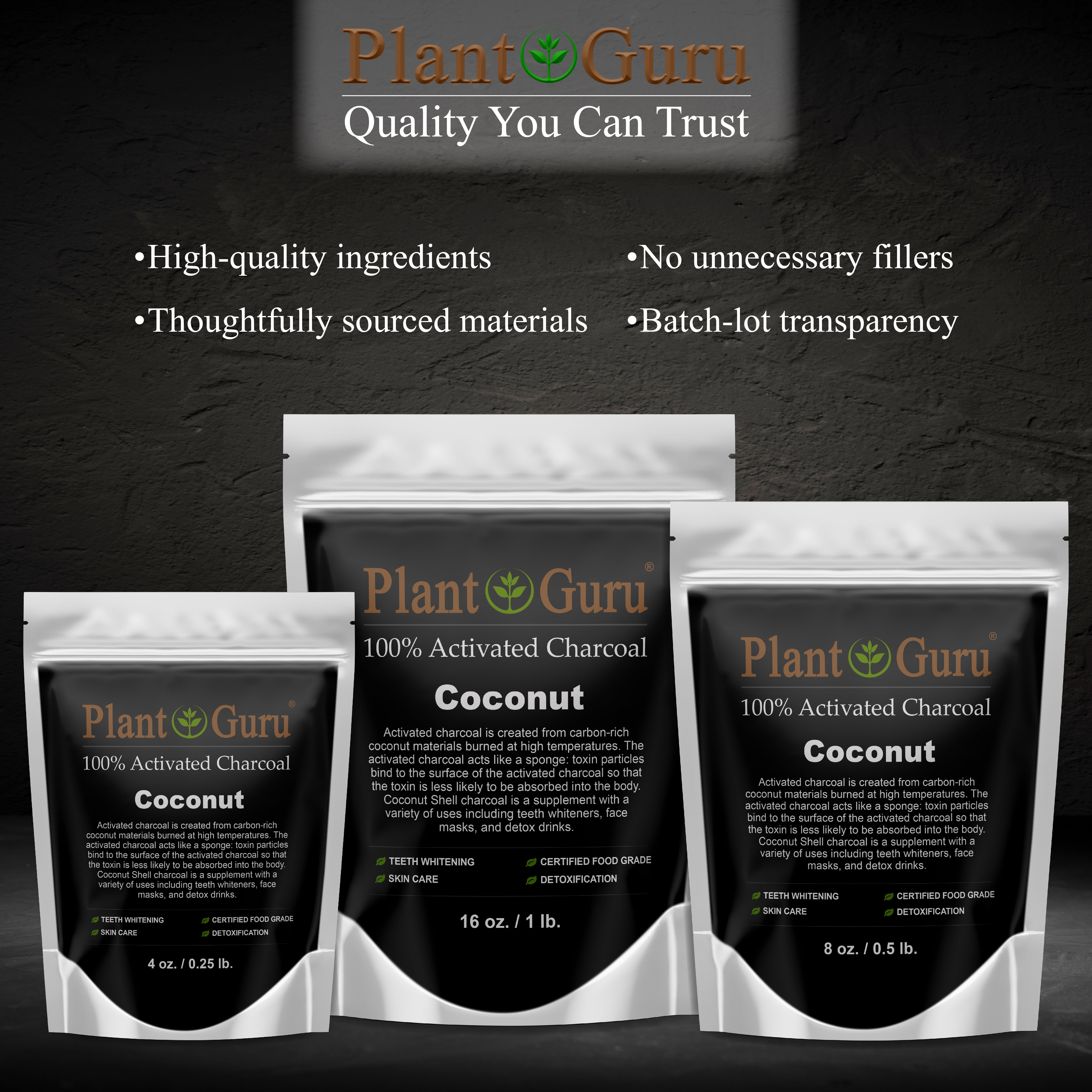 Activated Charcoal Powder Bulk - 1.75 lbs. Jar, COCONUT - Food Grade Kosher Non-GMO - Teeth Whitening, Facial Mask and Soap Making. Promotes Natural Detoxification and Helps Digestion