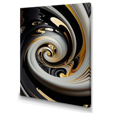 Designart Gold And Black Stained Glass Spiral III Canvas Wall Art