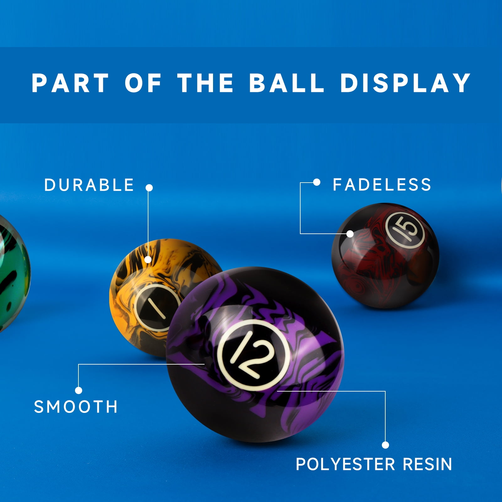 GSE Games & Sports Expert 2-1/4" Professional Regulation Size Billiard Pool Ball Set for Pool Table, Great for Game Rooms, Bars - Black Marbelite Swirl Style