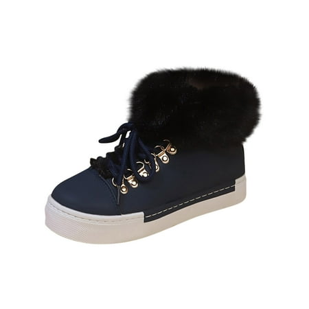 

BELLZELY Wide Width Women Shoes Clearance Winter Short Long Furred Flanged Plush Snow Boots