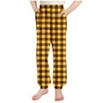 thumbnail image 4 of Drawstring Workout Pants Children Plaid Pajamas Pants Sports Loungewear Cute Pants Boys Girls Jogger Sweatpants Homewear Thin Trousers Streetwear Slim Bottom Leggings Yellow 170, 4 of 6