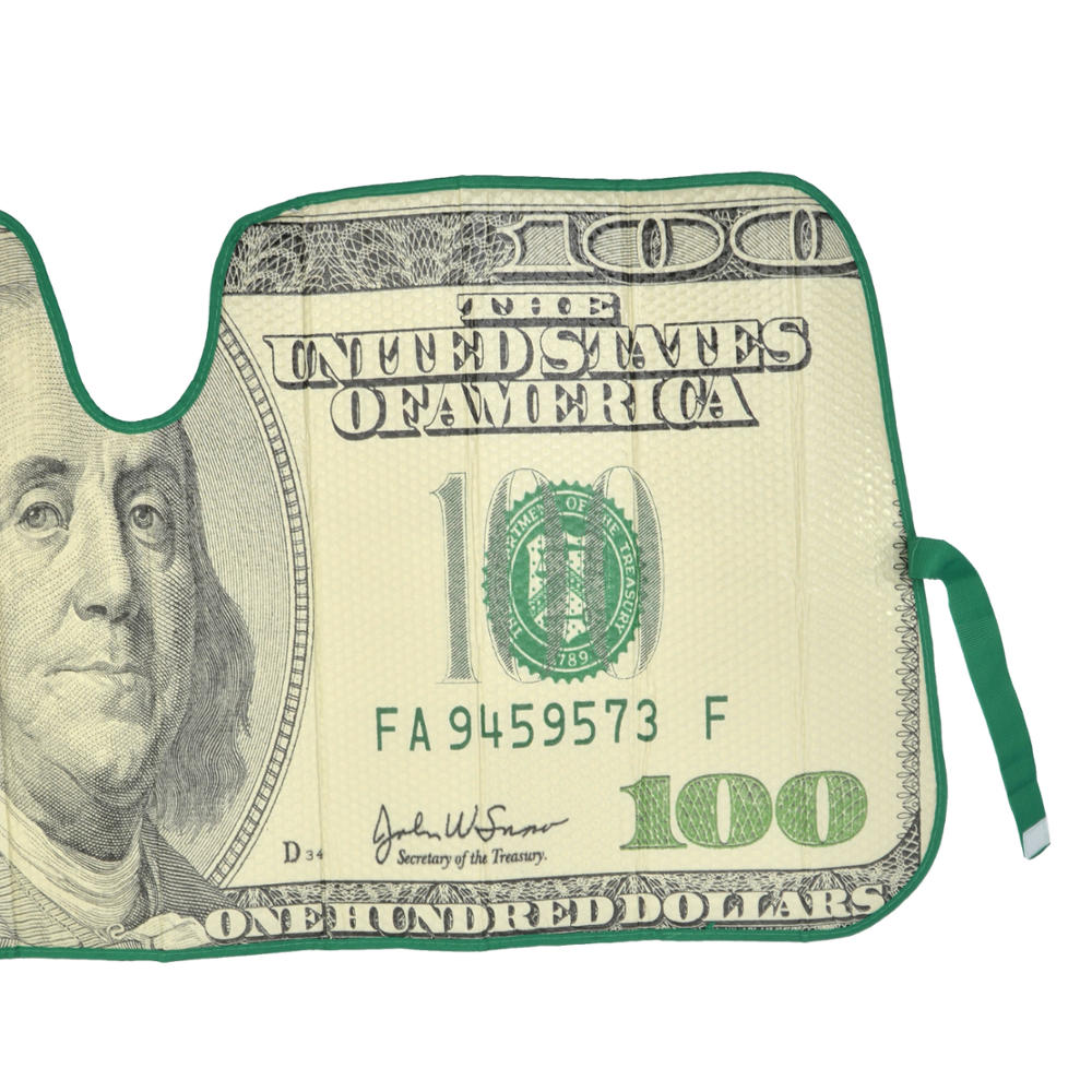 Hundred Dollar Bill Auto Sun Shade for Car SUV Truck - Bubble Foil Jumbo Folding Accordion AS-767