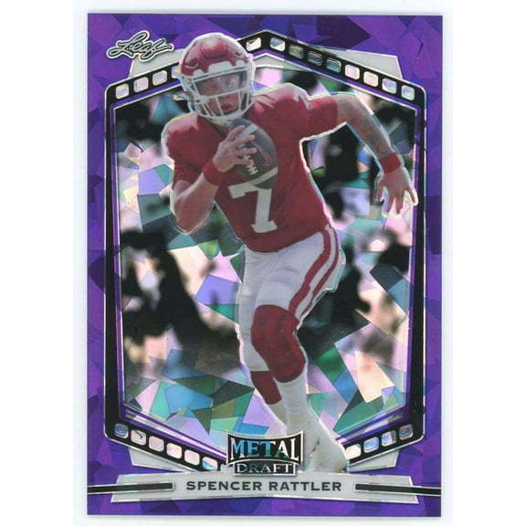 NFL 2022 Metal Draft Football Purple Cracked Ice Spencer Rattler B-SR1