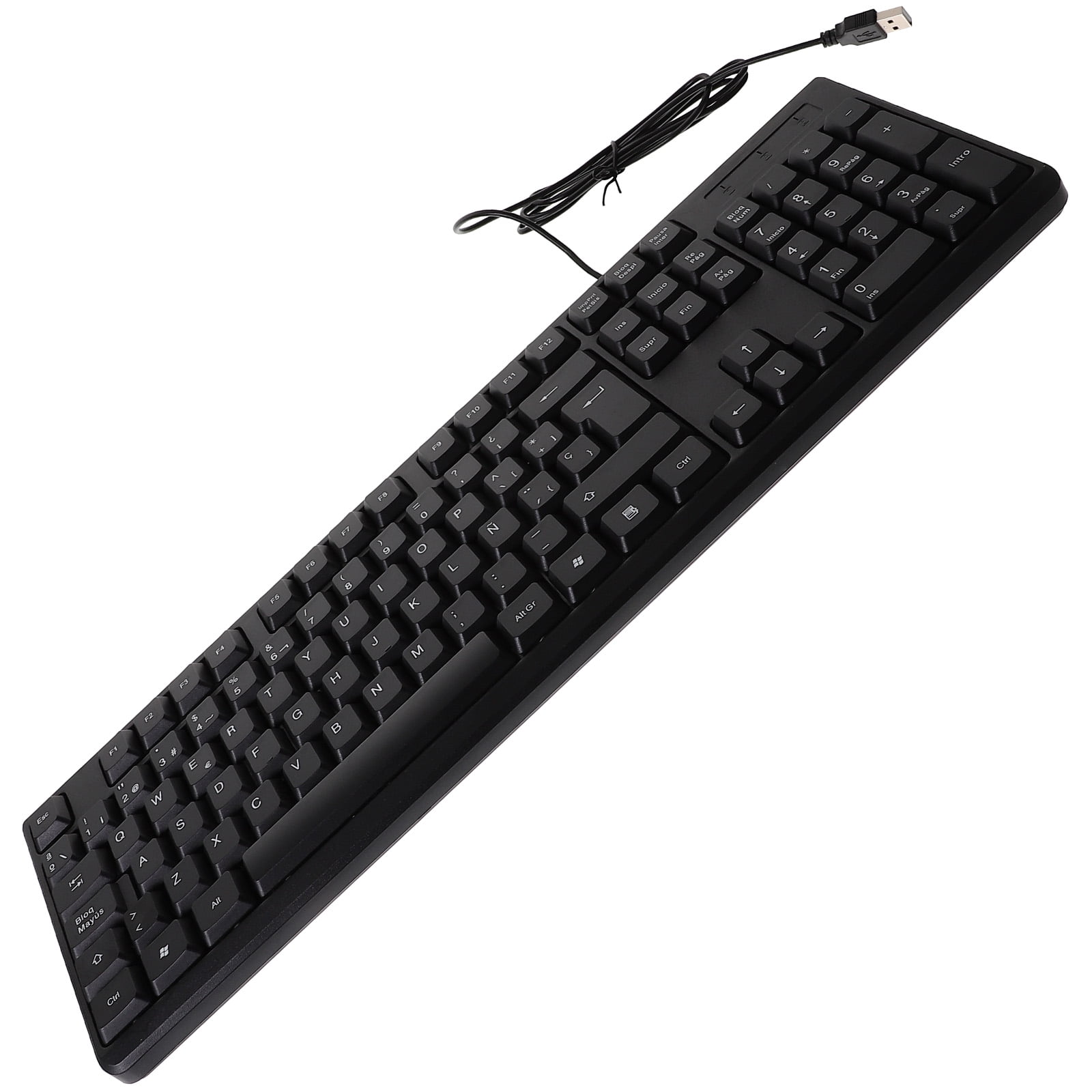 WEUVEB Black Wired USB Keyboard Full Size with Number Pad Reliable and Easy to Use for Work