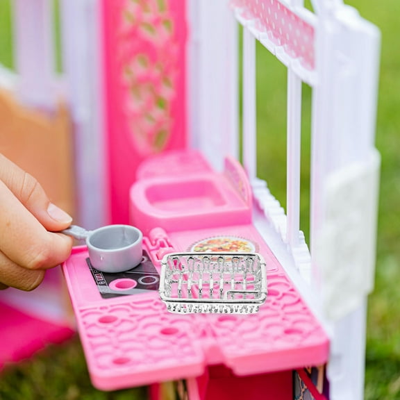 OFFIGAM Micro Dish Rack Dollhouse Dish Drainer Silver Metal 1Pack