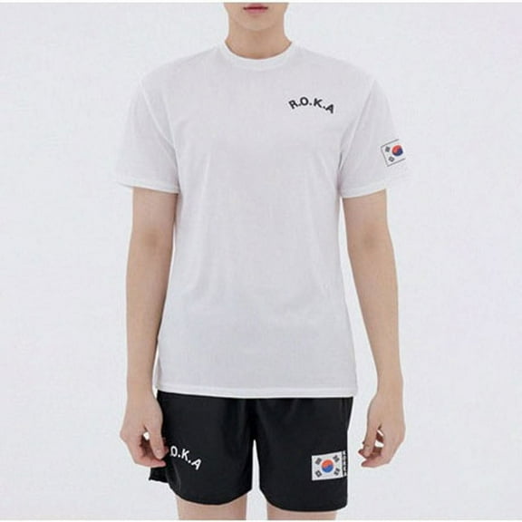 ROKA Korean Military Soldier Short Sleeve T-Shirt Korea Republic, Usable for Both Men and Women, White Color (XL/105)