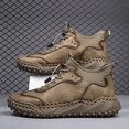 thumbnail image 5 of Men's Casual Genuine Leather Shoes Outdoor Lightweight Breathable Hand-Stitched Boots for Driving Walking Classic Shoes Yellow 7 US, 5 of 7