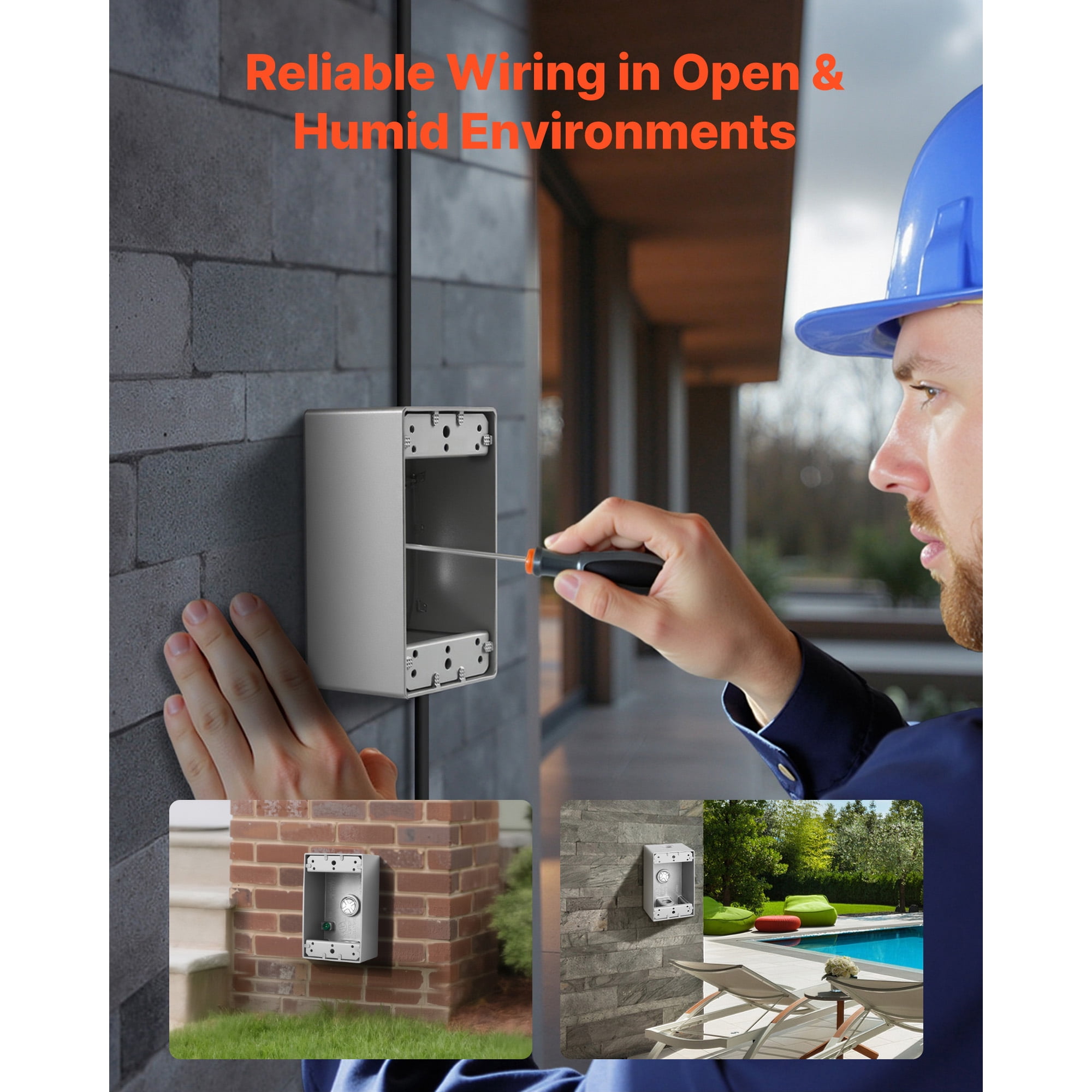 KFFKFF Outdoor Electrical Box, 4.5 x 2.8 x 2 in, Weather-Resistant Junction Box, Compatible with 1/2-Inch or 3/4-Inch Conduits, 18.3 Cu. In Capacity, Plug Protector, 4PCS, Gray