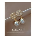 thumbnail image 5 of 2024 New French Design Sterling Silver Zircon Pearl Earrings - Elegant and Trendy Studs for Women, 5 of 5