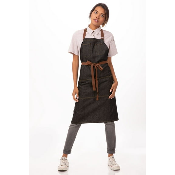 Chef Works Unisex Memphis Bib Apron, Black, One Size