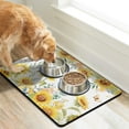 thumbnail image 2 of Retro Watercolor Sunflower Dog Mat - Washable Absorbent Pet Bowl Mat with Boho Sunny Pattern, Easy Clean, 2 of 5