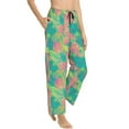 thumbnail image 2 of Naloa Colorful Palm Leaves Print Women’s Ultra-Soft Comfy Pajama Lounge Pants with Pockets & Drawstring, 2 of 8
