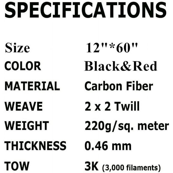 12"×60" Carbon Fiber Made With Kevlar Red Cloth Fabric 3K 2x2 Twill Weave 220gsm